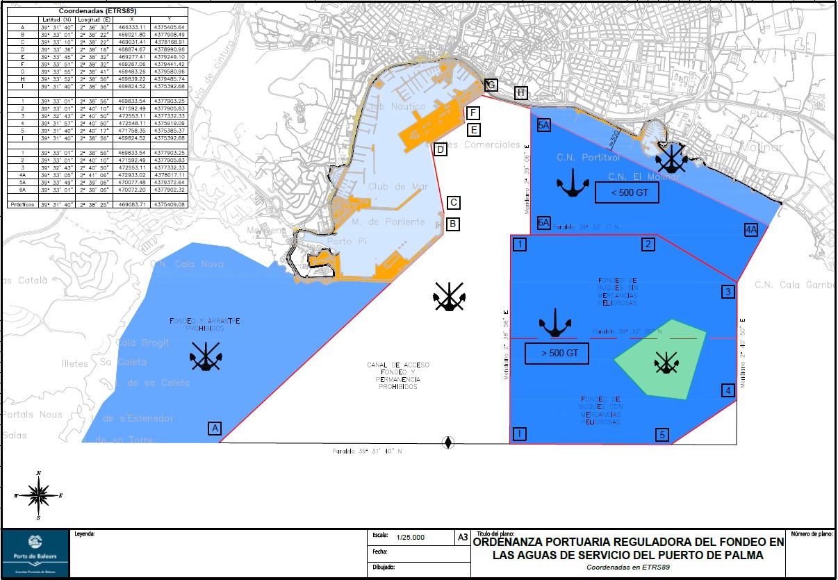 La nueva ordenanza portuaria que regula el fondeo en el puerto de Palma incluye una zona de protección para la Posidonia Oceánica