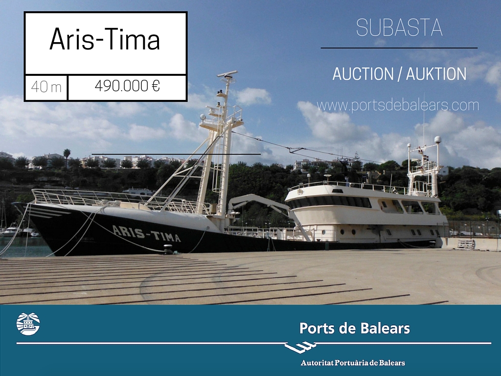 Versteigerung des 40-Meter Schiffes Aris-Tima 