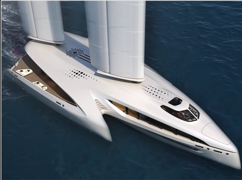 Desarrolla un catamarán eléctrico conceptual  impulsado por pila de hidrogeno y velas