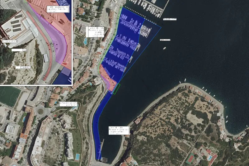 Zona afectada instal·lació nàutica moll de Llevant